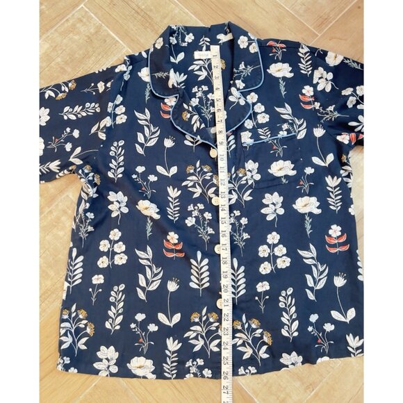 Bedhead Pajama Set Size L Classic Long Sleeve Dk Navy Blue Floral Pockets Cotton - Picture 6 of 16